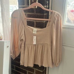 By Together Striped Cream Blouse